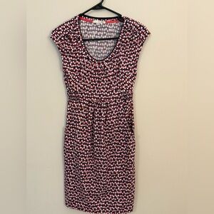 Boden Red and Black Geometric Midi Dress